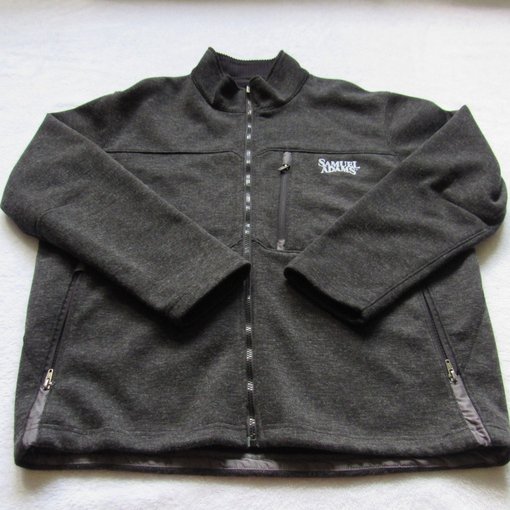 Samuel Adams Fleece Jacket Men's Large Gray Full Zip Brewery Promo